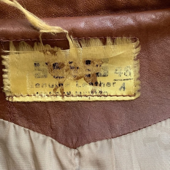 VINTAGE 70's Menswear Brown Leather Blazer - Picture 11 of 16